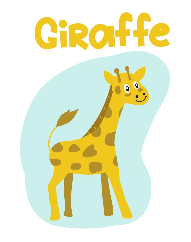 girafe de vecteur dessiné à la main. illustration de bébé dessin animé mignon