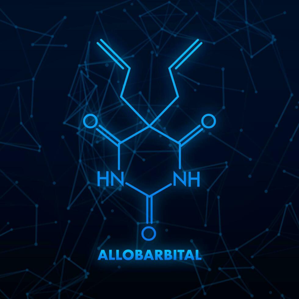 allobarbital chimique formule. illustration pour médical conception. moléculaire structure. vecteur