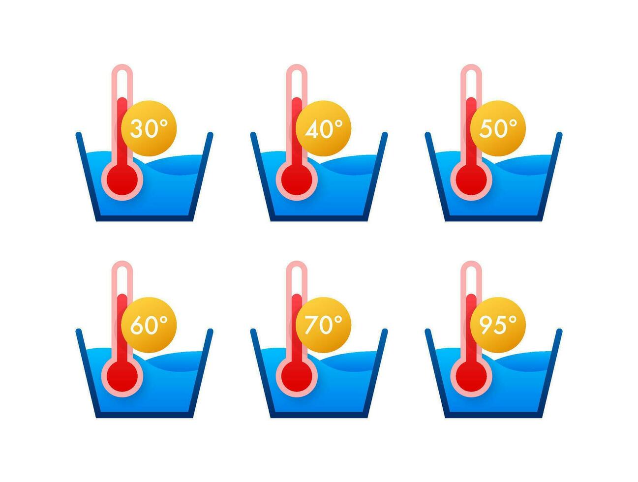 Température de l'eau. Température la lessive icône avec thermomètre vecteur