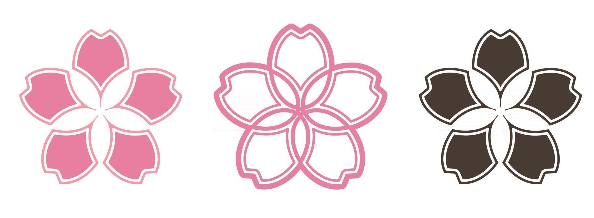 contour d'icône de fleur de sakura vecteur
