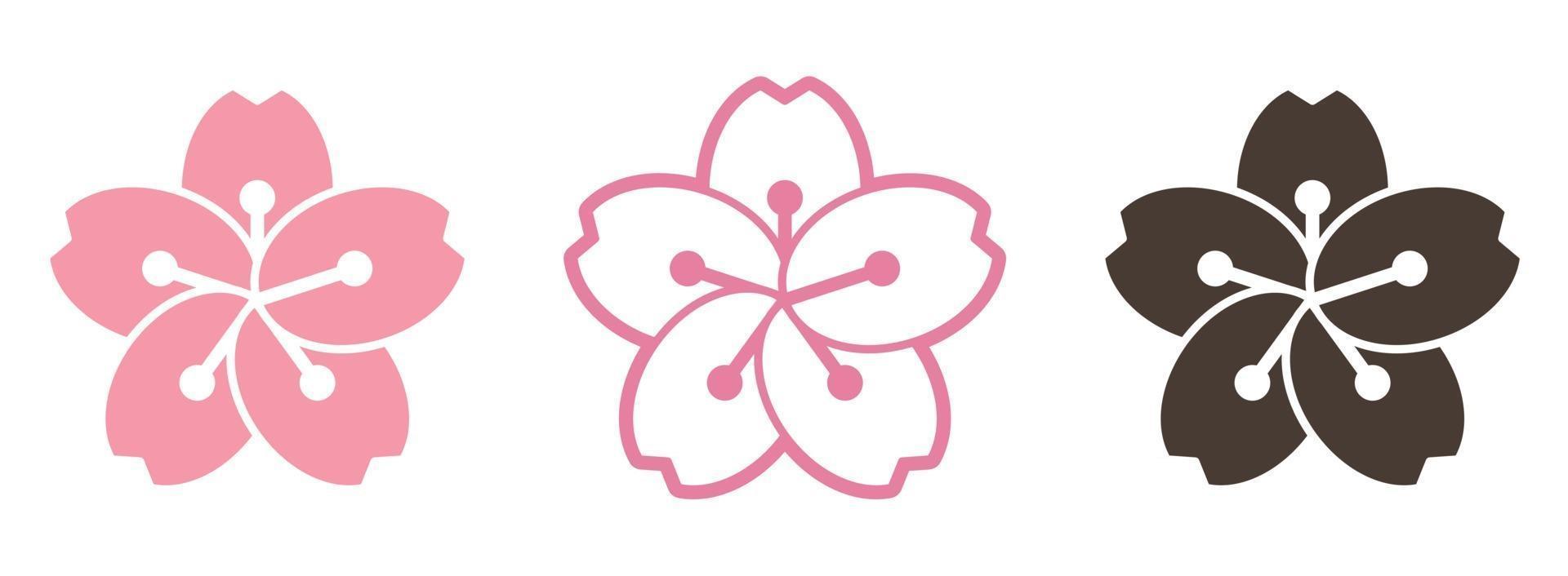 silhouette d'icône de fleur de sakura vecteur