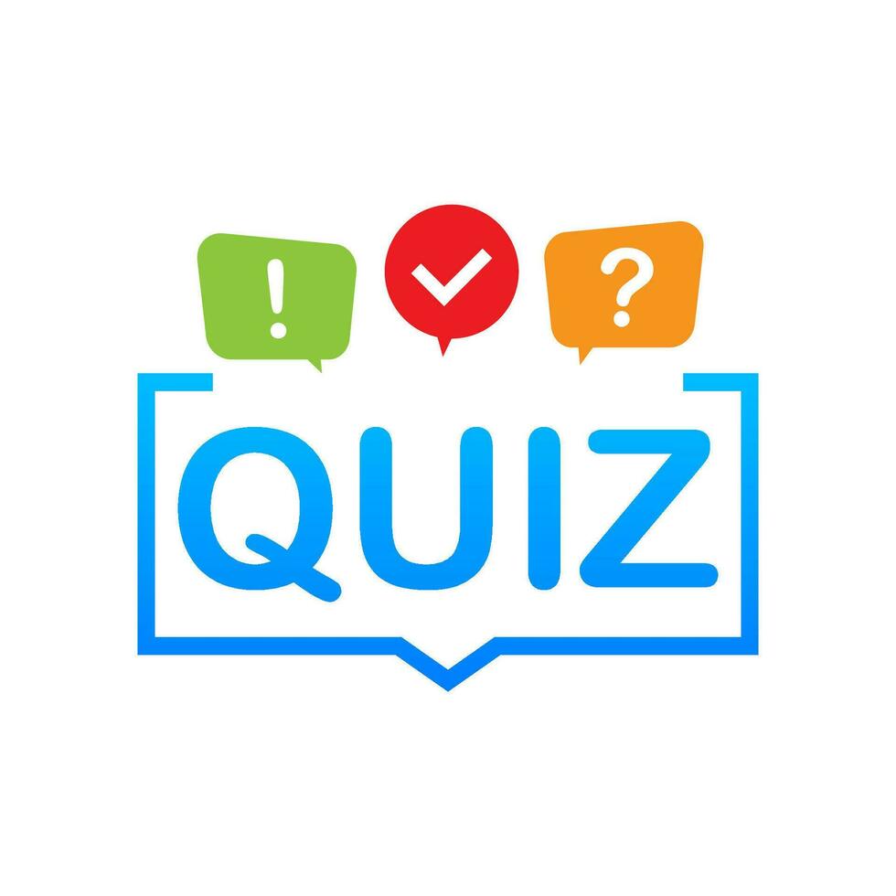 quiz logo avec discours bulle symboles, concept de questionnaire spectacle chanter, quiz bouton, question concours. vecteur Stock illustration.