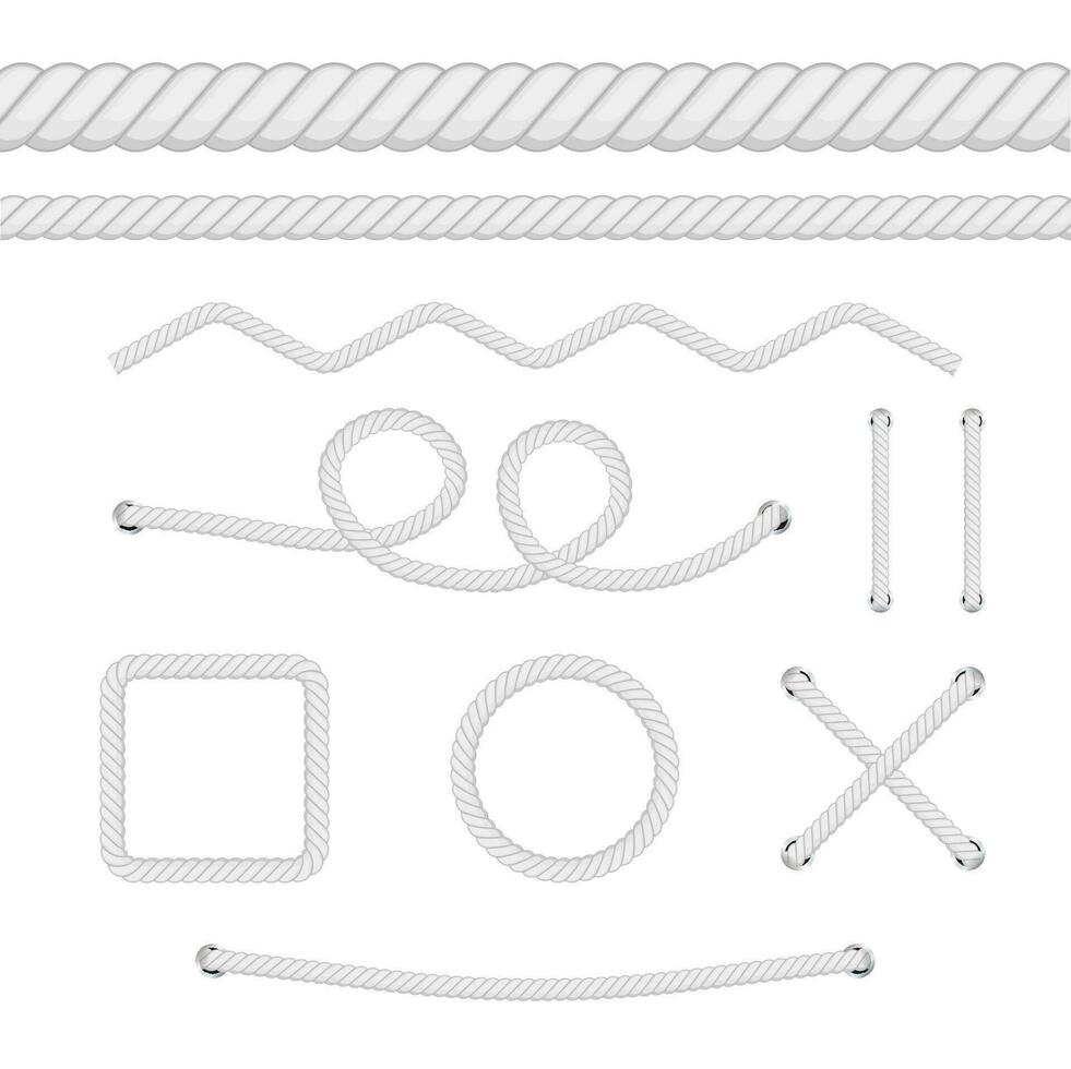 ensemble de différent épaisseur Cordes isolé sur blanche. vecteur illustration