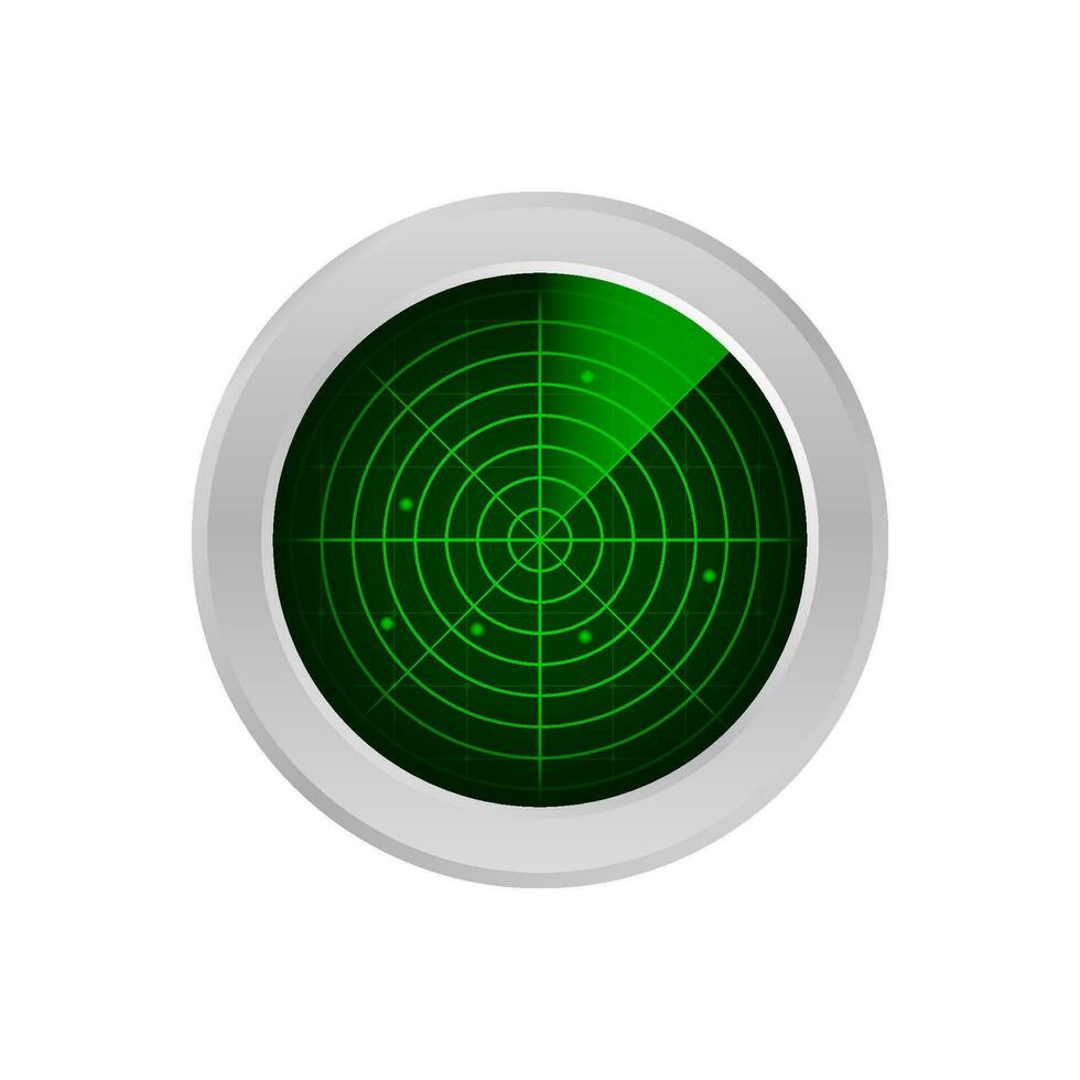réaliste radar dans recherche. radar écran avec le objectifs. vecteur Stock illustration