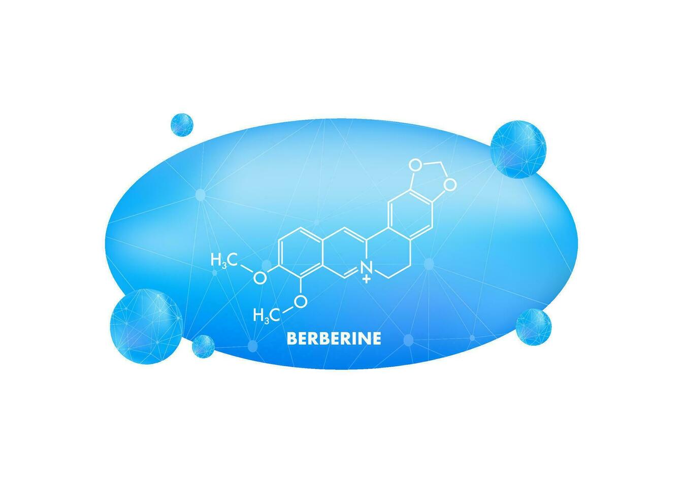berbérine concept chimique formule icône étiqueter, texte Police de caractère vecteur illustration.