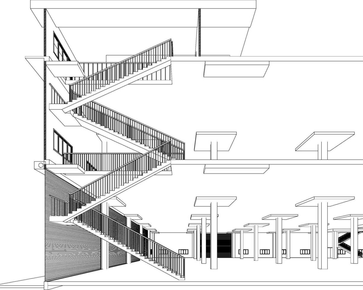 3d illustration de industriel bâtiment vecteur