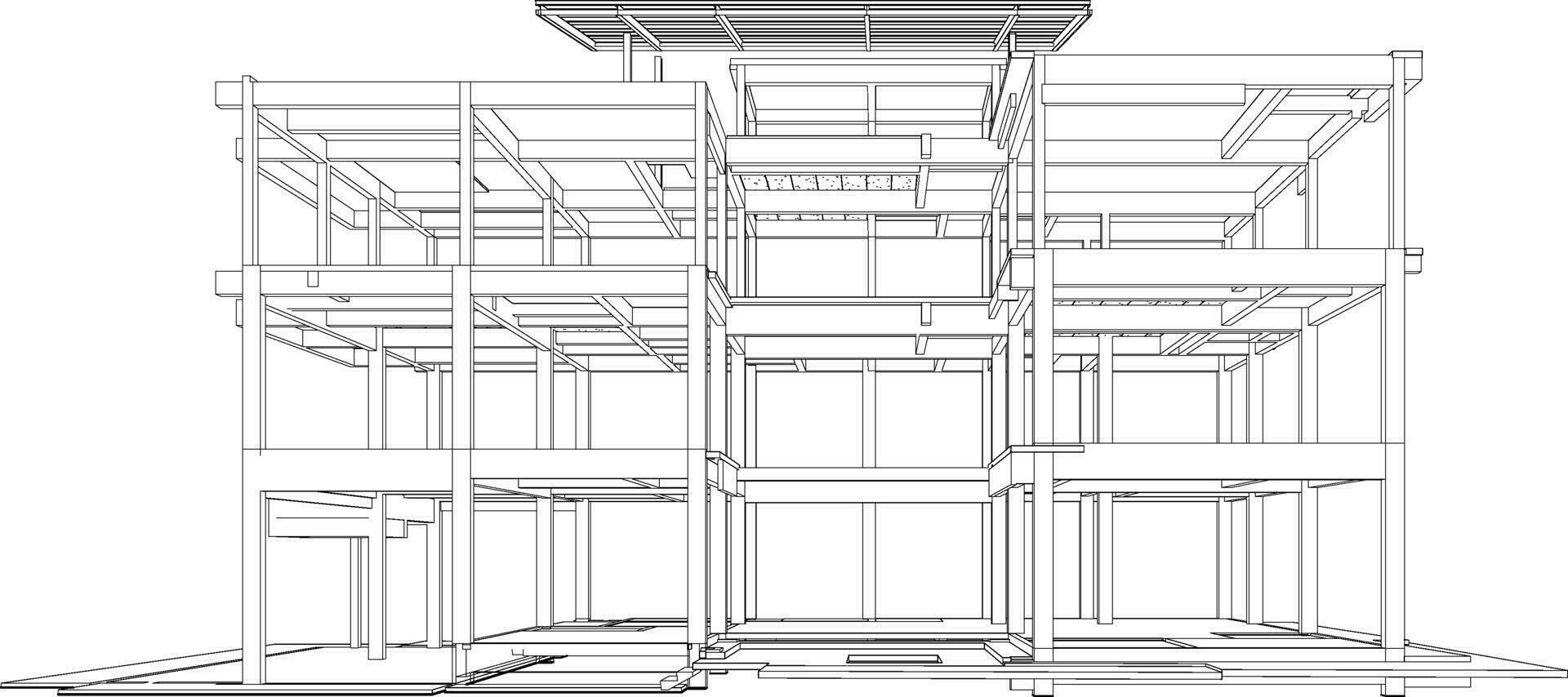 3d illustration de bâtiment structure vecteur