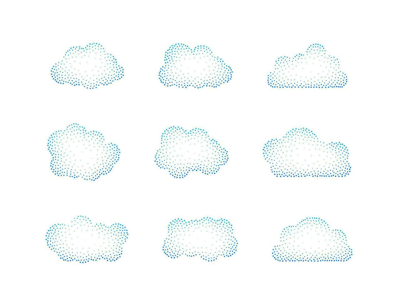 ensemble de bleu ciel, des nuages. nuage icône, nuage forme. ensemble de différent des nuages. collection de nuage icône. vecteur illustration