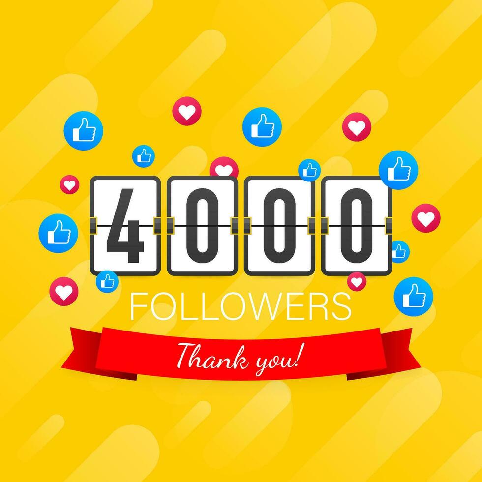 3999 suiveurs, remercier toi, social des sites poste. remercier vous suiveurs félicitations carte. vecteur Stock illustration.