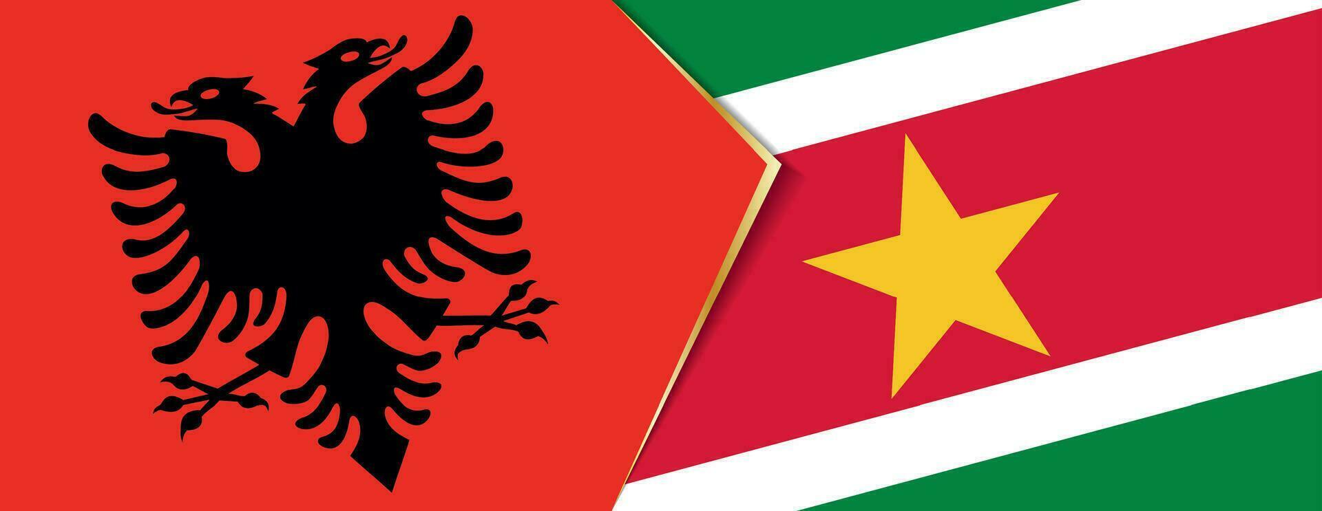 Albanie et suriname drapeaux, deux vecteur drapeaux.