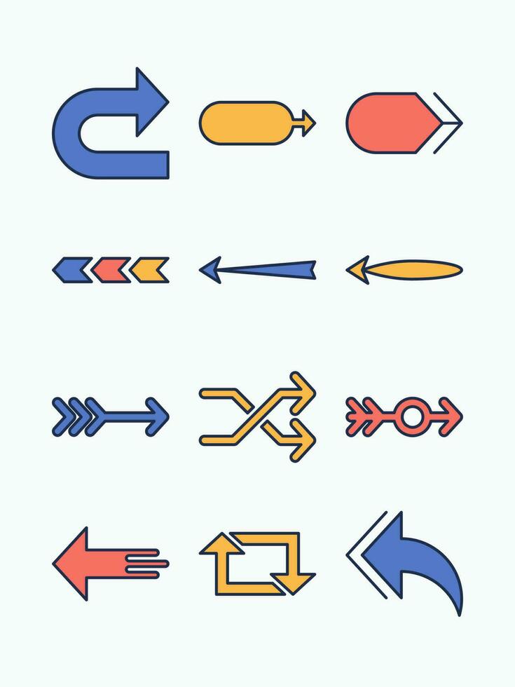 moderne La Flèche icône ensemble collection coloré utilisateur interface vecteur
