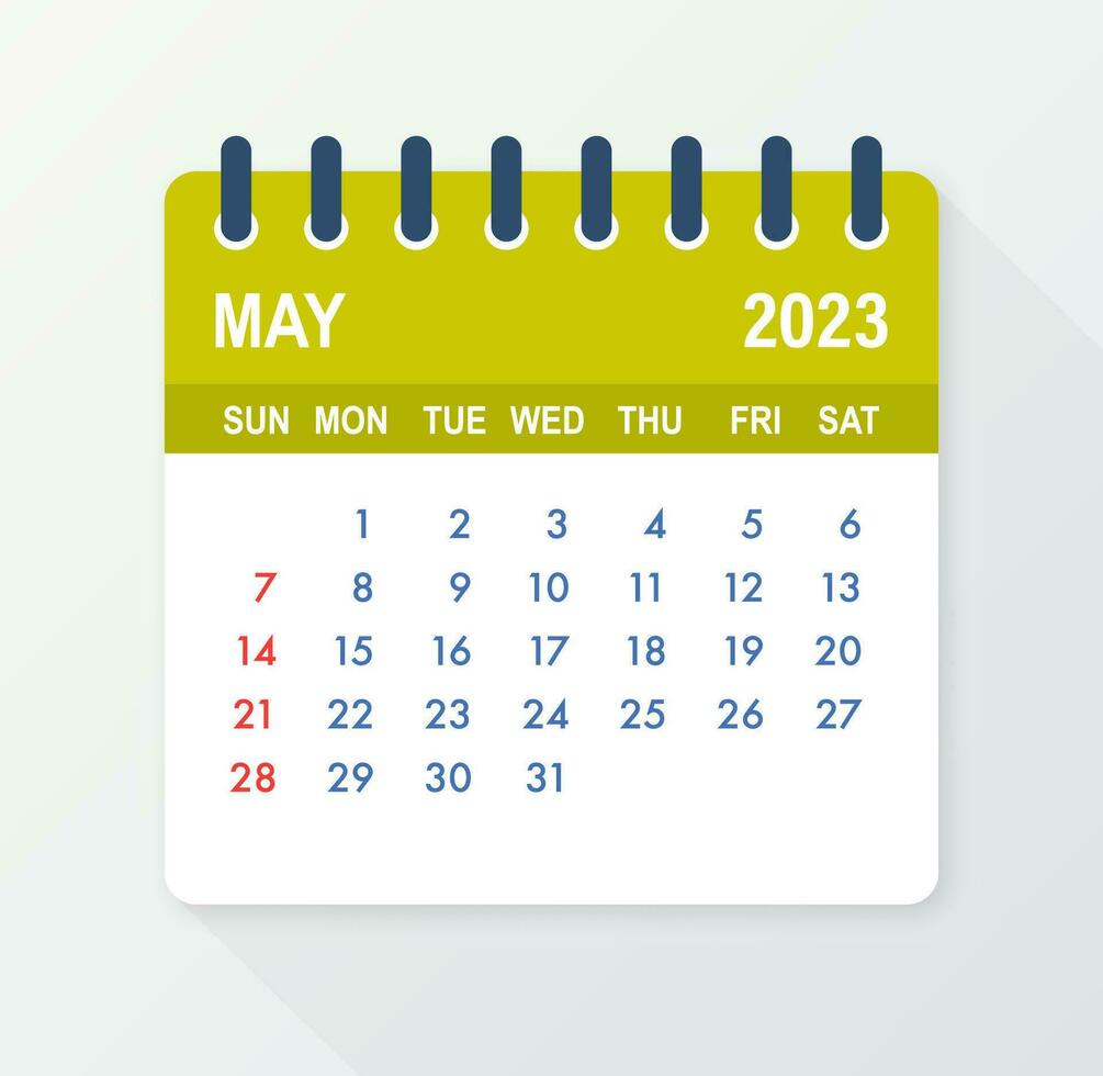 mai 2023 calendrier feuille. calendrier 2023 dans plat style. vecteur illustration