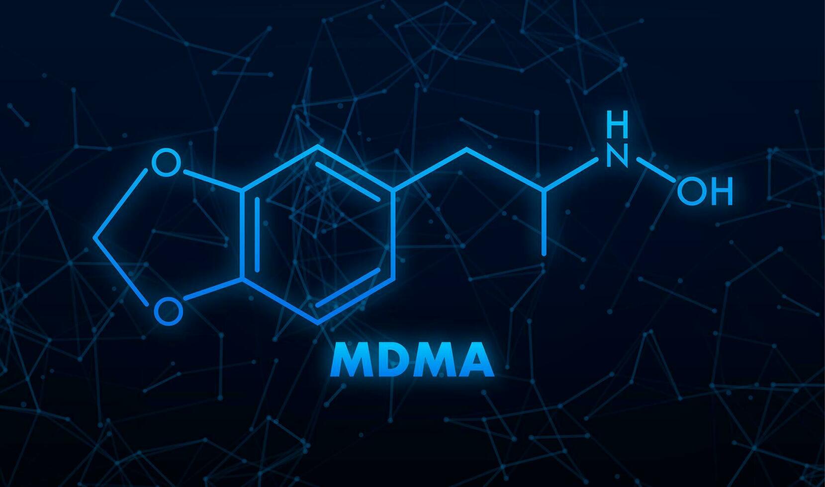 méthylènedioxyméthamphétamine, mdma chimique extase molécule. vecteur illustration