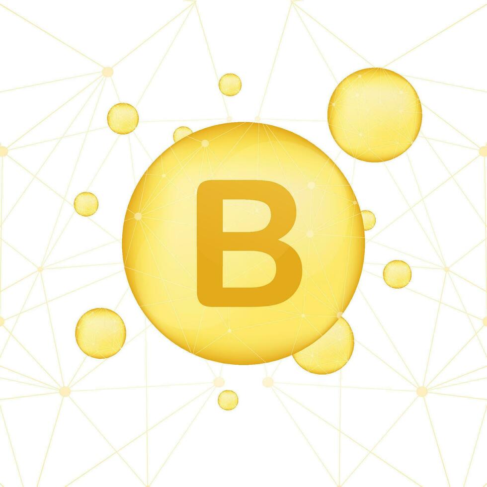 vitamine b or brillant icône. ascorbique acide. vecteur illustration