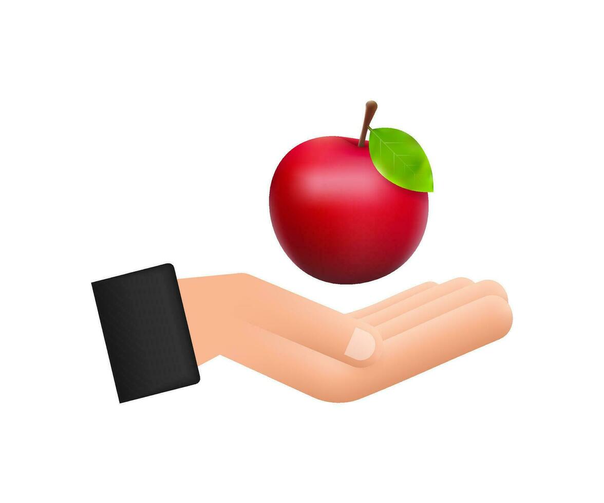 vecteur Stock illustration de détaillé gros brillant rouge Pomme pendaison plus de main