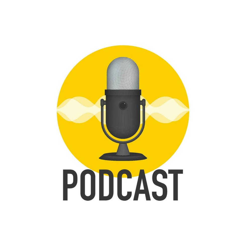podcast. badge, icône timbre logo vecteur Stock illustration