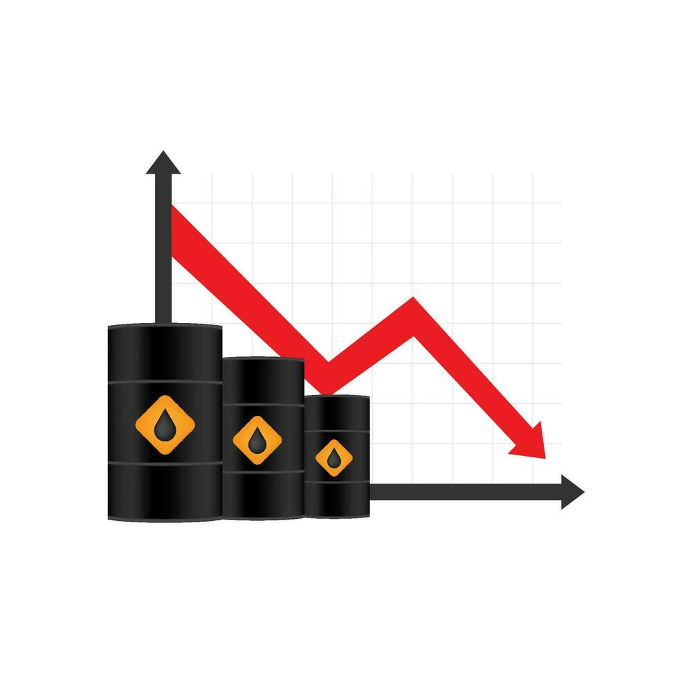 décroissant prix de pétrole sur blanc Contexte. vecteur illustration.