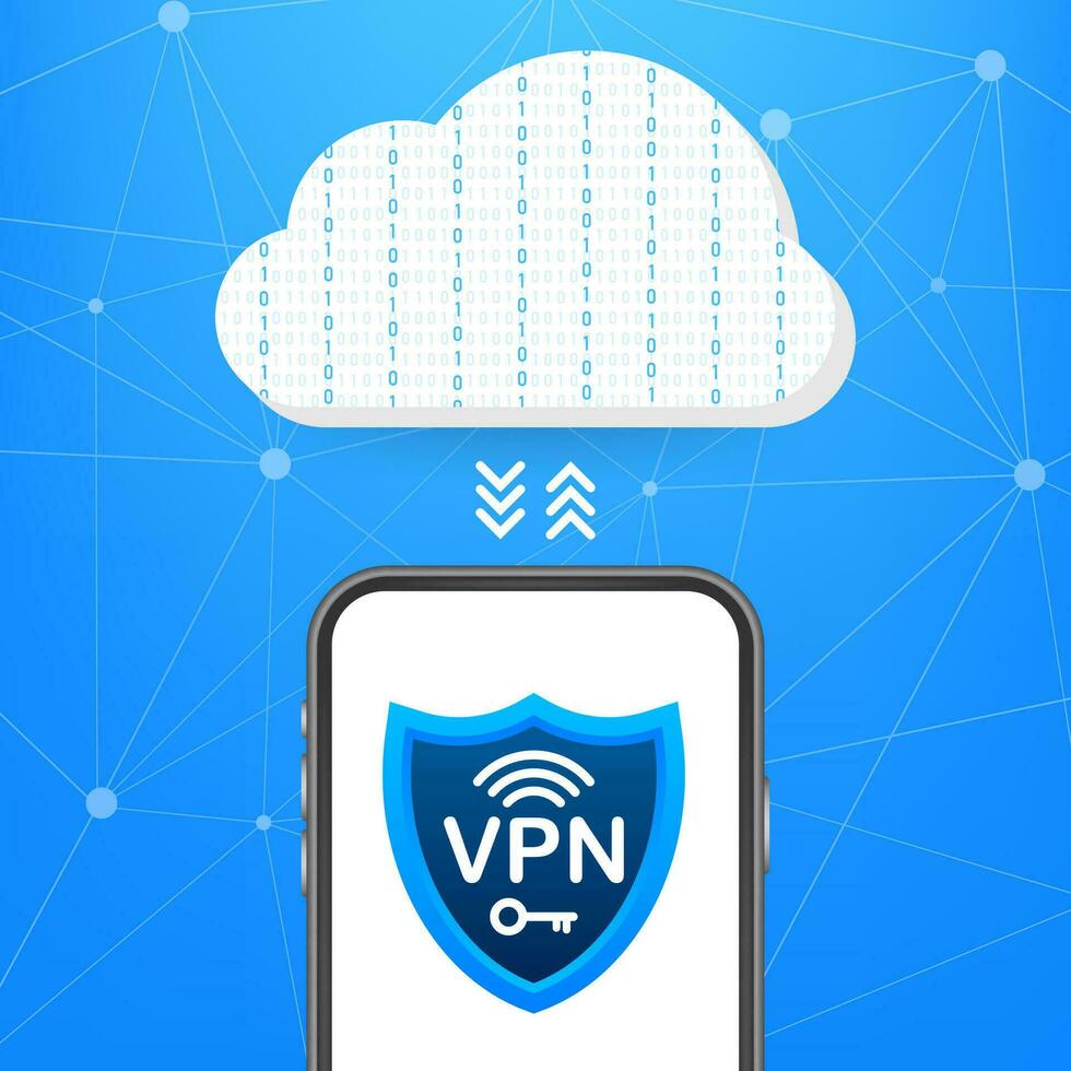 sécurise vpn lien concept. virtuel privé réseau connectivité aperçu. vecteur Stock illustration. vecteur illustration