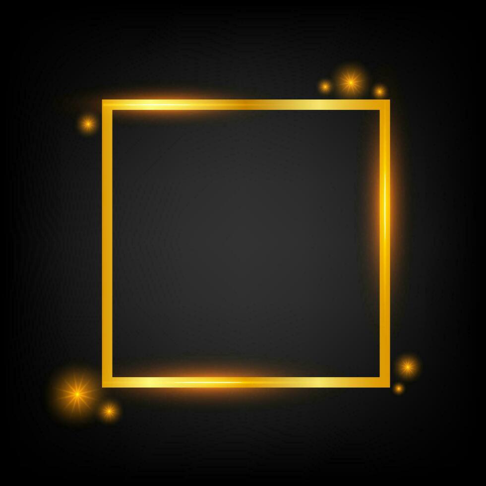 vecteur d'or Cadre avec lumières effets. rectangle bannière. embrasé la magie Cadre. vecteur Stock illustration.