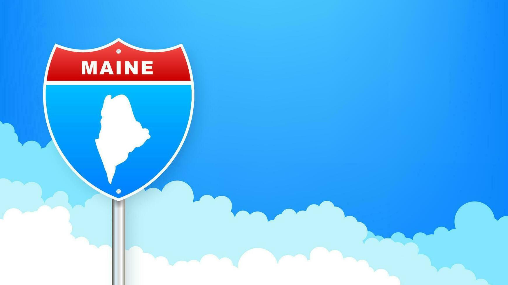 Maine carte sur route signe. Bienvenue à Etat de Maine. vecteur illustration