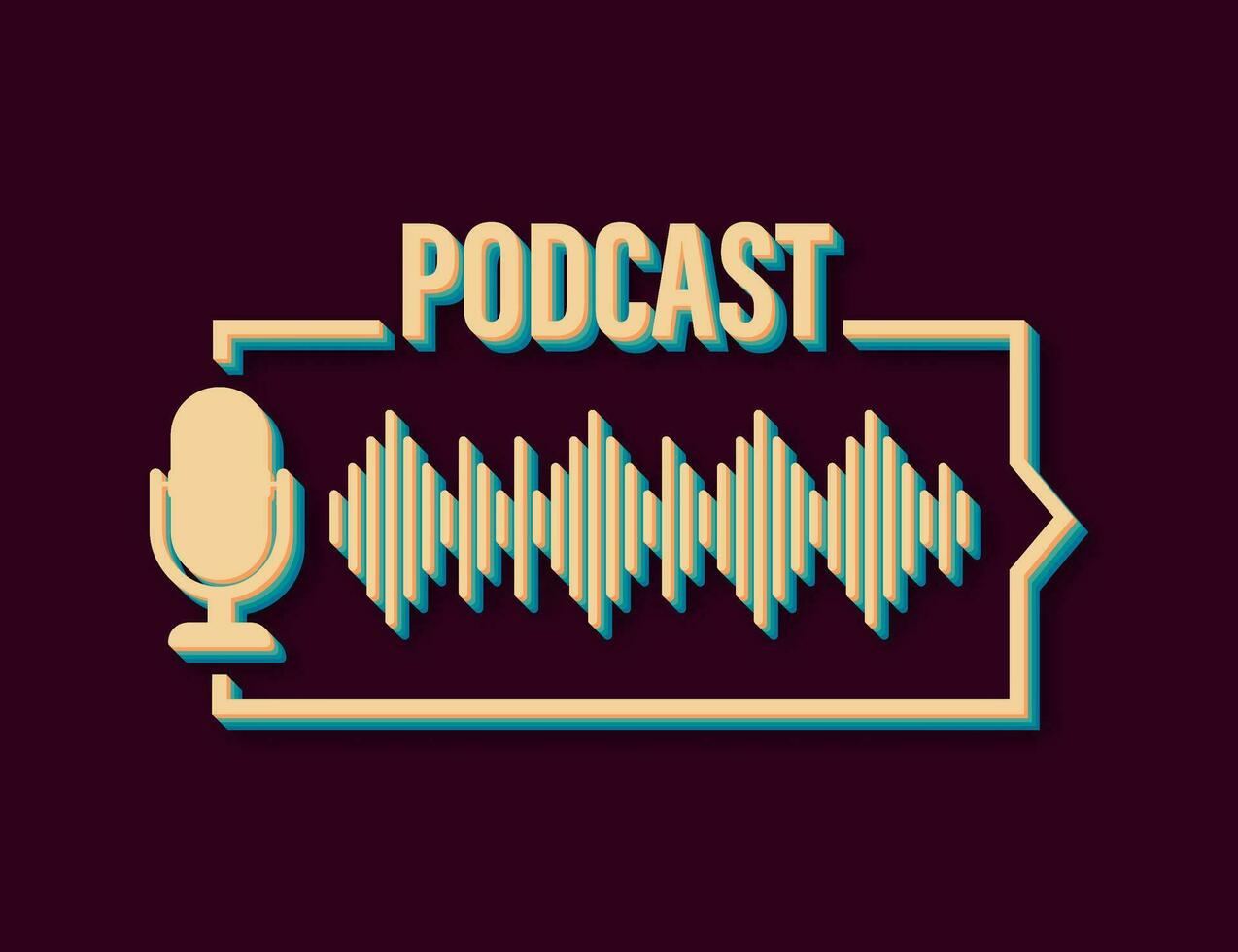 Podcast rétro style icône. badge, icône, timbre, logo vecteur Stock illustration