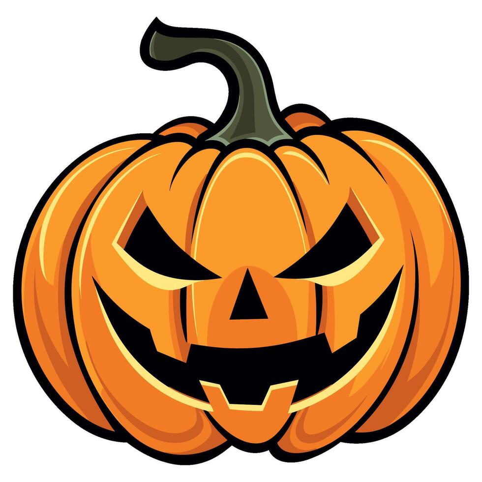 gratuit Halloween effrayant citrouille vecteur clipart, Halloween terrifiant citrouille plat illustration