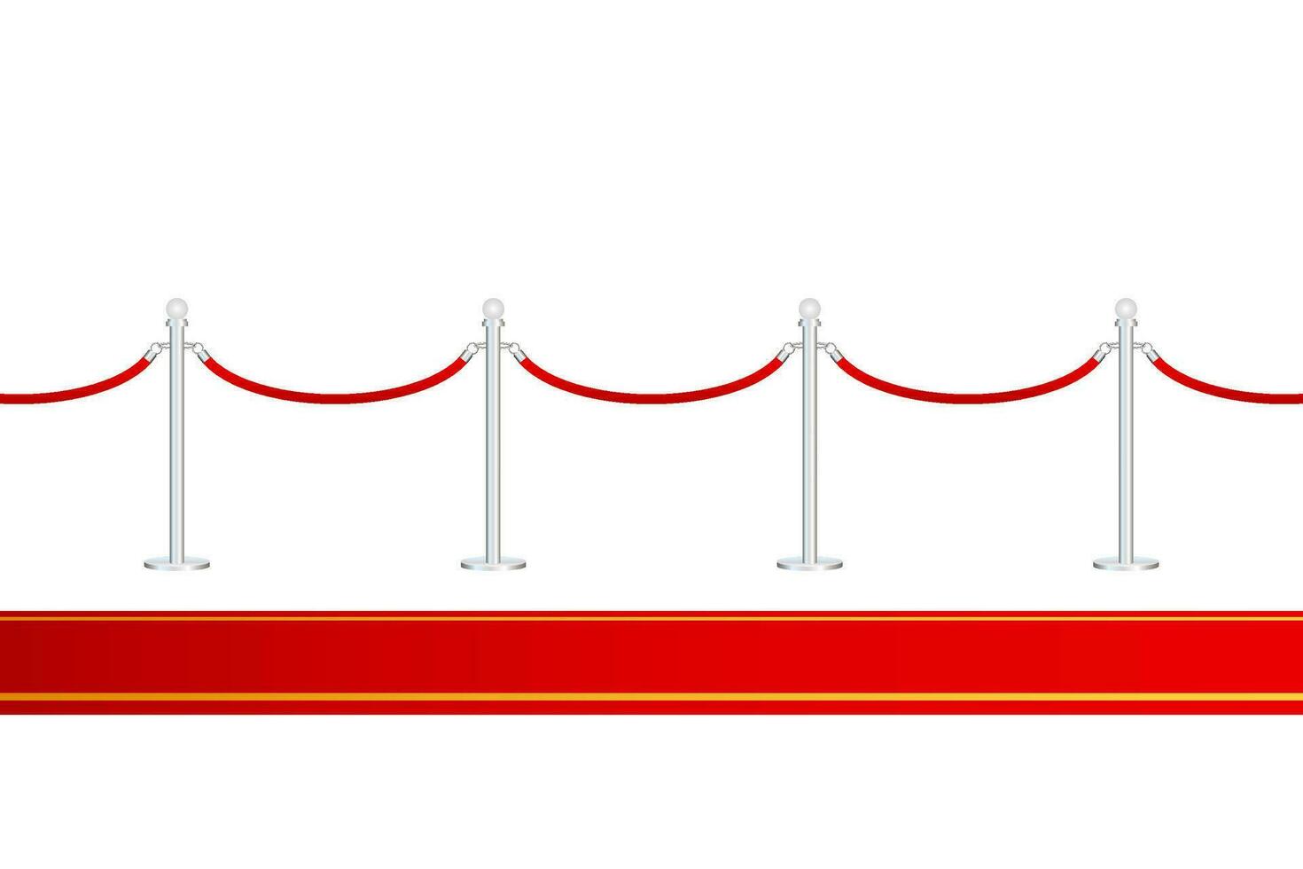 rouge tapis avec rouge Cordes sur d'or chandeliers. exclusif événement, film première, gala, cérémonie, récompenses concept. vecteur Stock illustration.