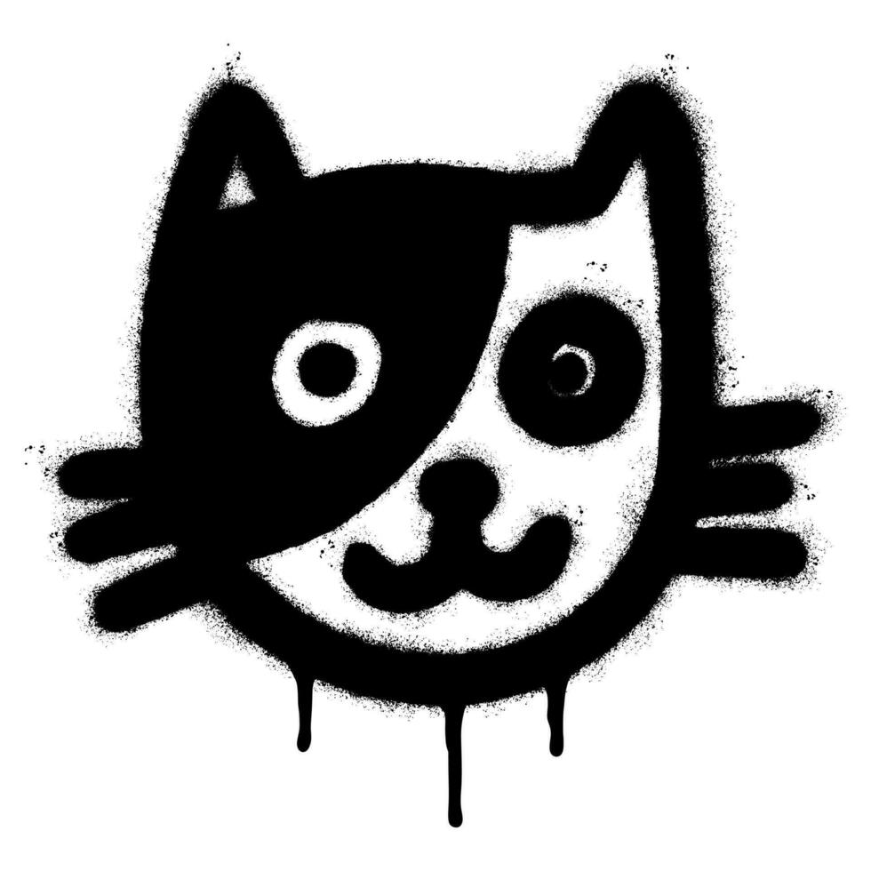 vaporisateur peint graffiti chat icône mot pulvérisé isolé avec une blanc Contexte. graffiti minou signe avec plus de vaporisateur dans noir plus de blanche. vecteur