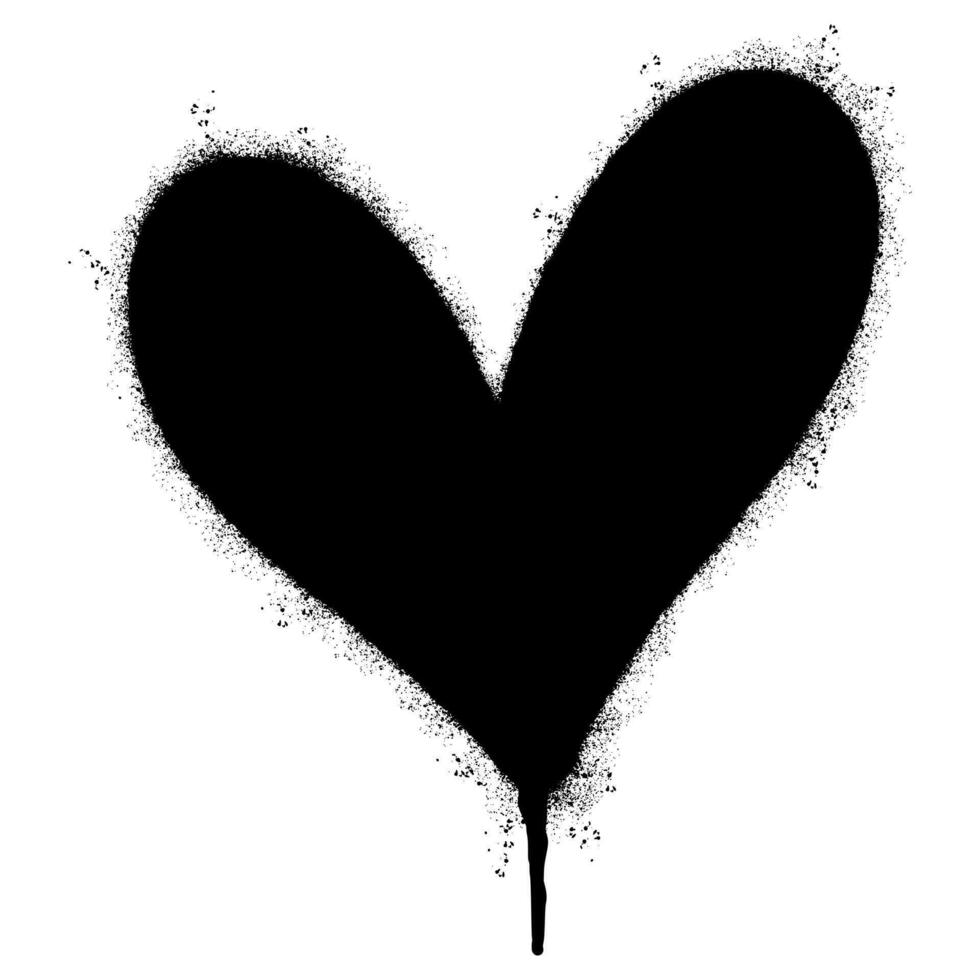 vaporisateur peint graffiti cœur icône pulvérisé isolé avec une blanc Contexte. graffiti l'amour icône avec plus de vaporisateur dans noir plus de blanche. vecteur