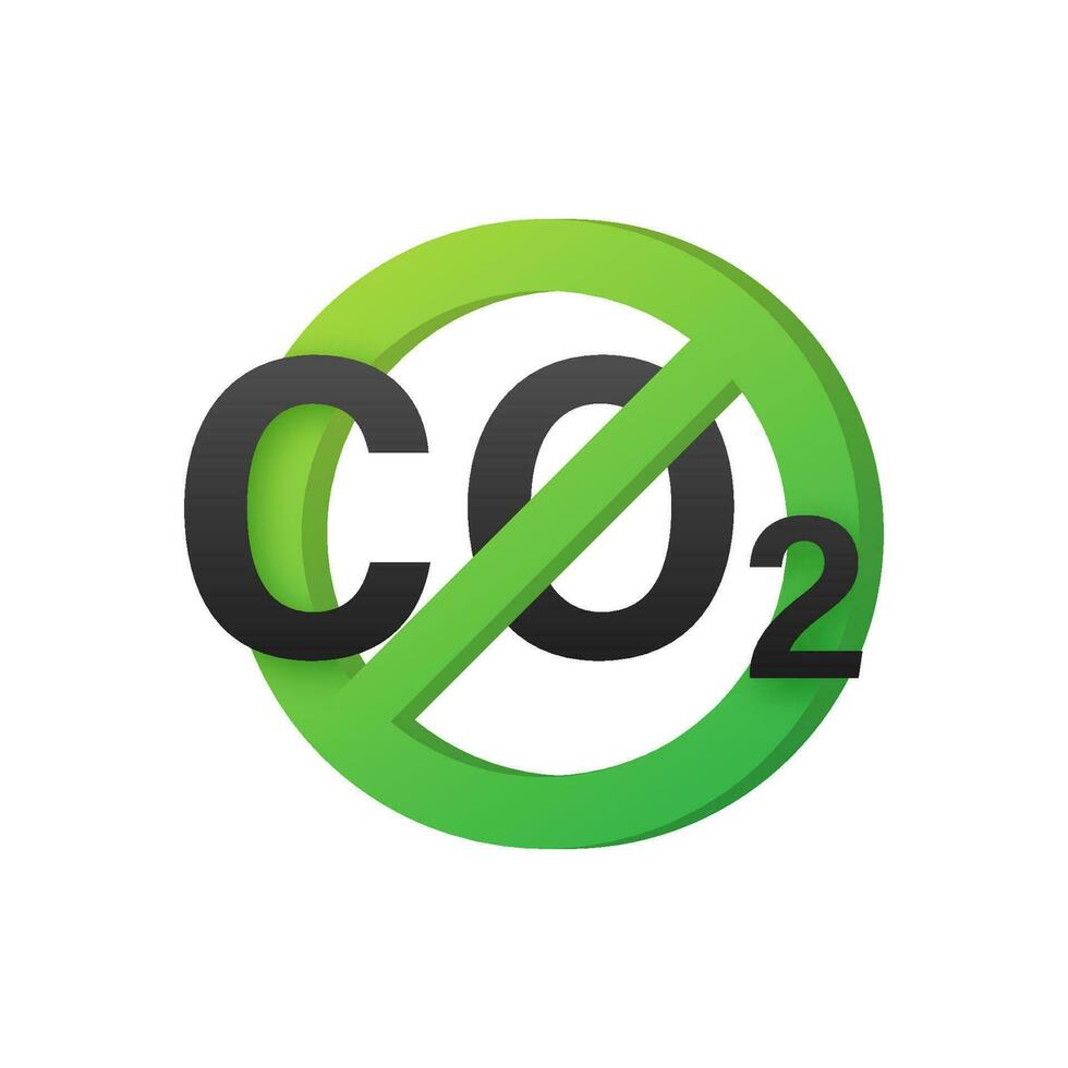 écologique Arrêtez CO2 les émissions signe sur blanc Contexte. vecteur illustration