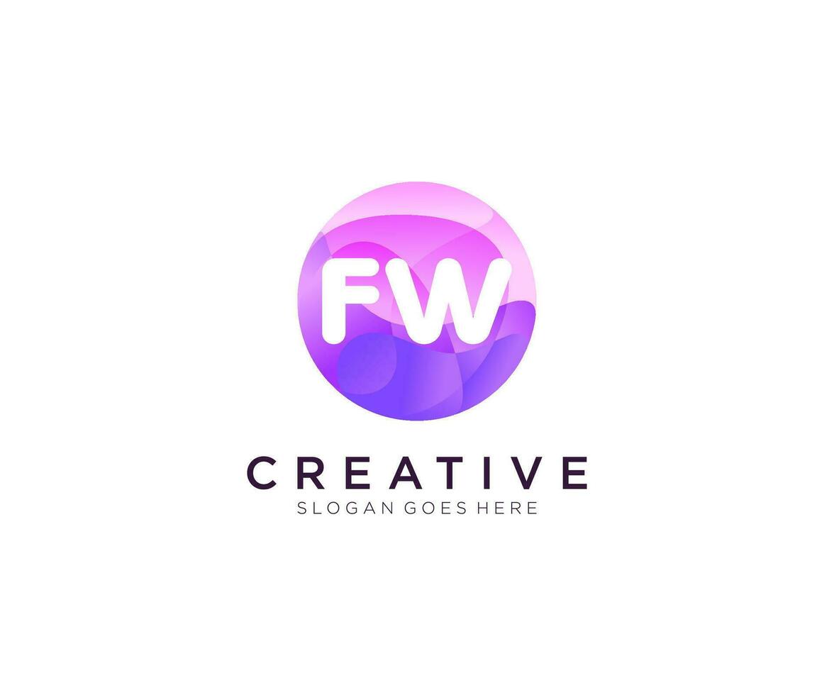 fw initiale logo avec coloré cercle modèle vecteur. vecteur