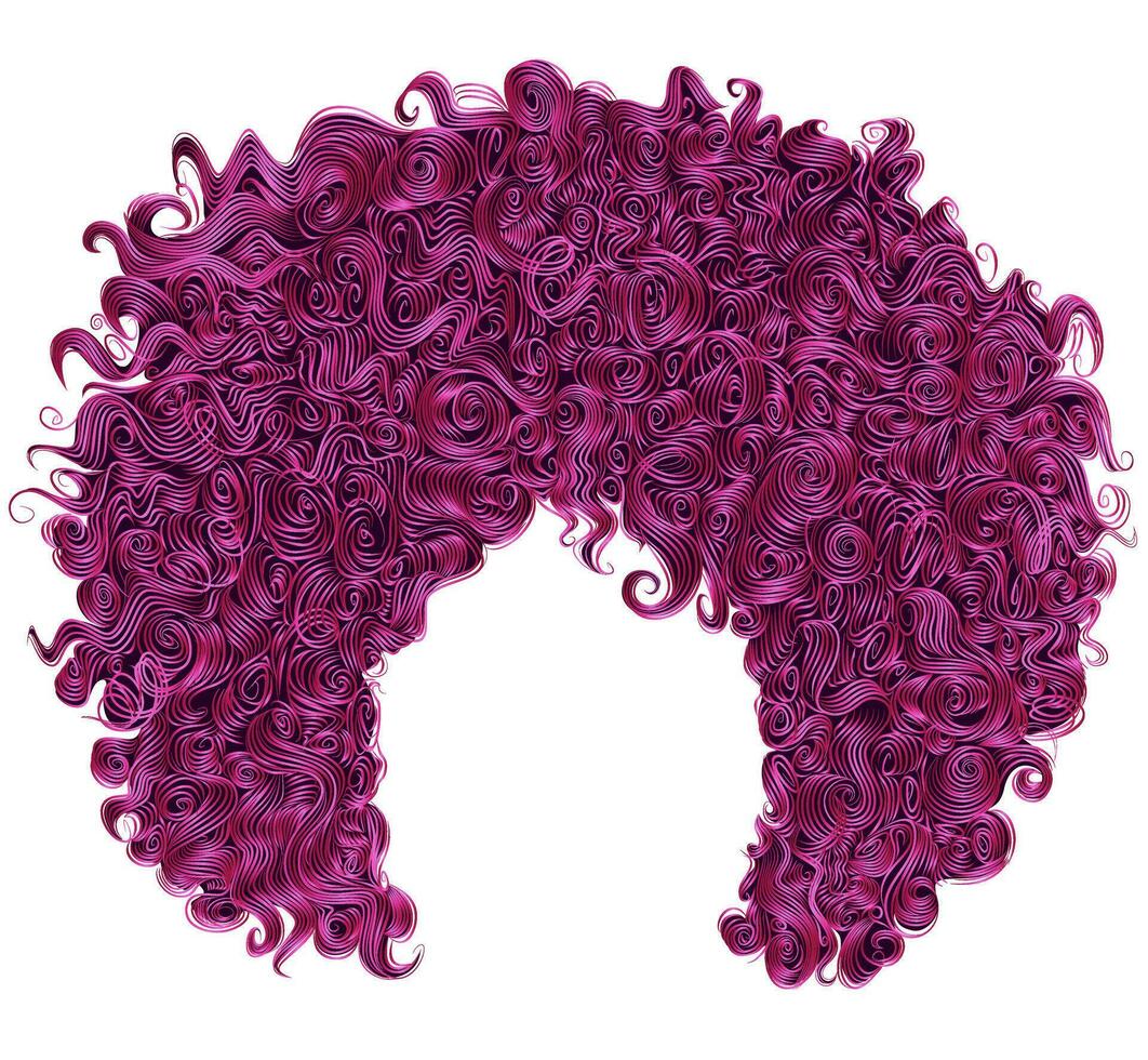 branché frisé brillant rose cheveux . réaliste 3d . sphérique coiffure . mode beauté style . vecteur