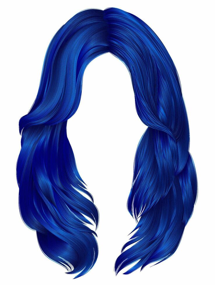 branché femme longue Cheveux foncé bleu couleurs . beauté mode . réaliste graphique 3d vecteur