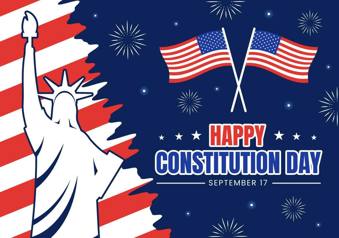 content Constitution journée uni États vecteur illustration sur 17e septembre avec américain agitant drapeau Contexte et Capitole bâtiment modèles