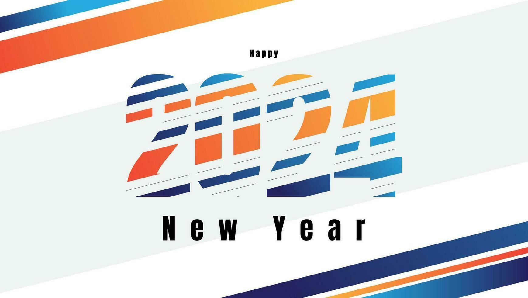 Nouveau année 2024 entreprise vecteur conception avec bleu et Orange rayures composition.