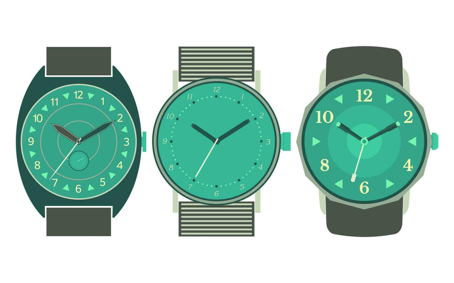 ensemble de Trois mécanique montres. vecteur illustration