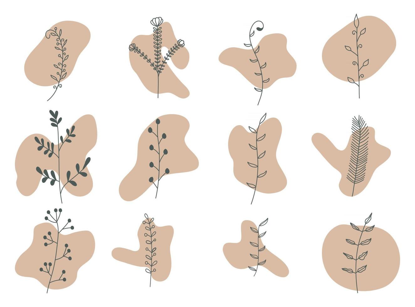 dessin de feuillage avec des formes abstraites vecteur