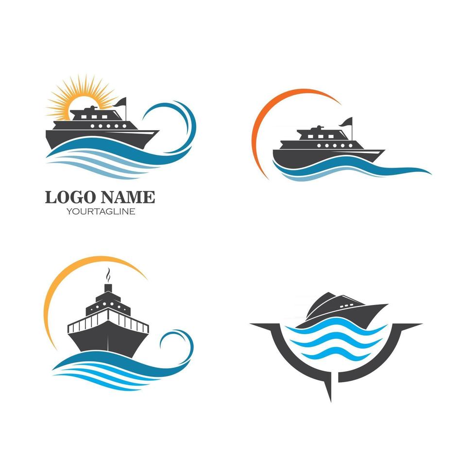 bateau de croisière et logo nautique vector icon illustration