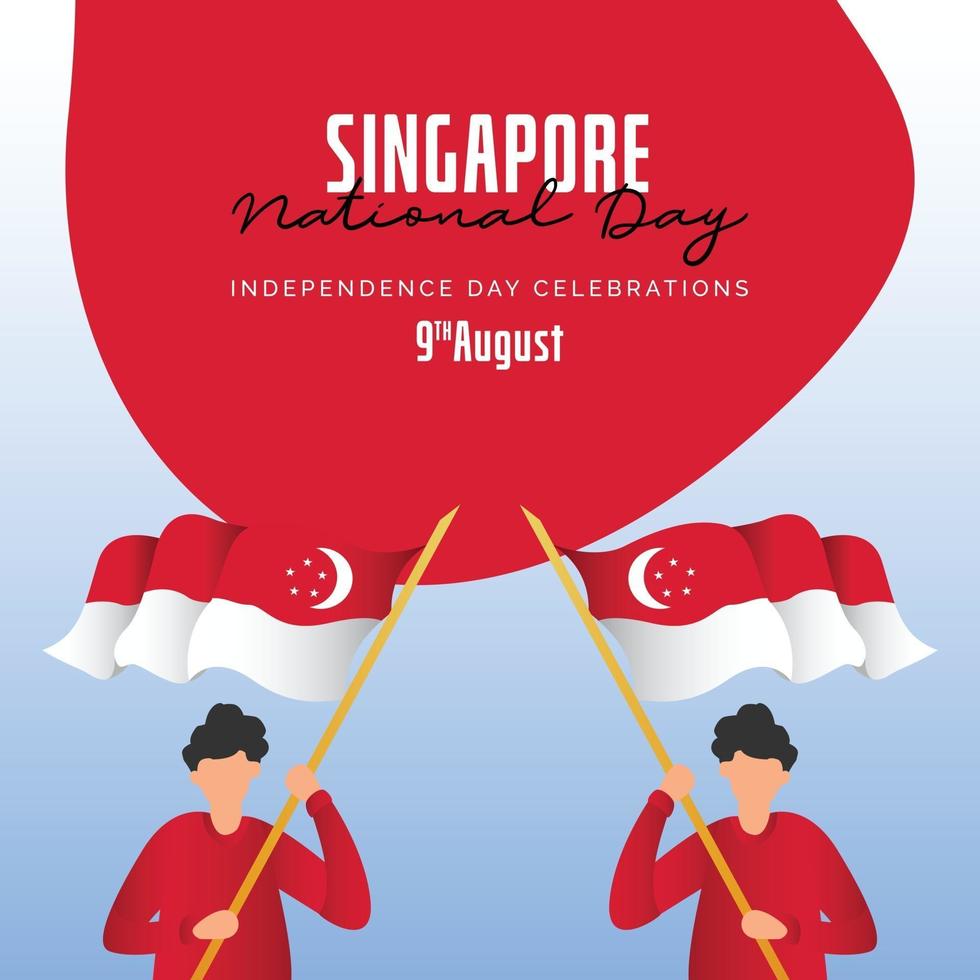 modèle de bannières de la fête de l'indépendance de singapour. vecteur