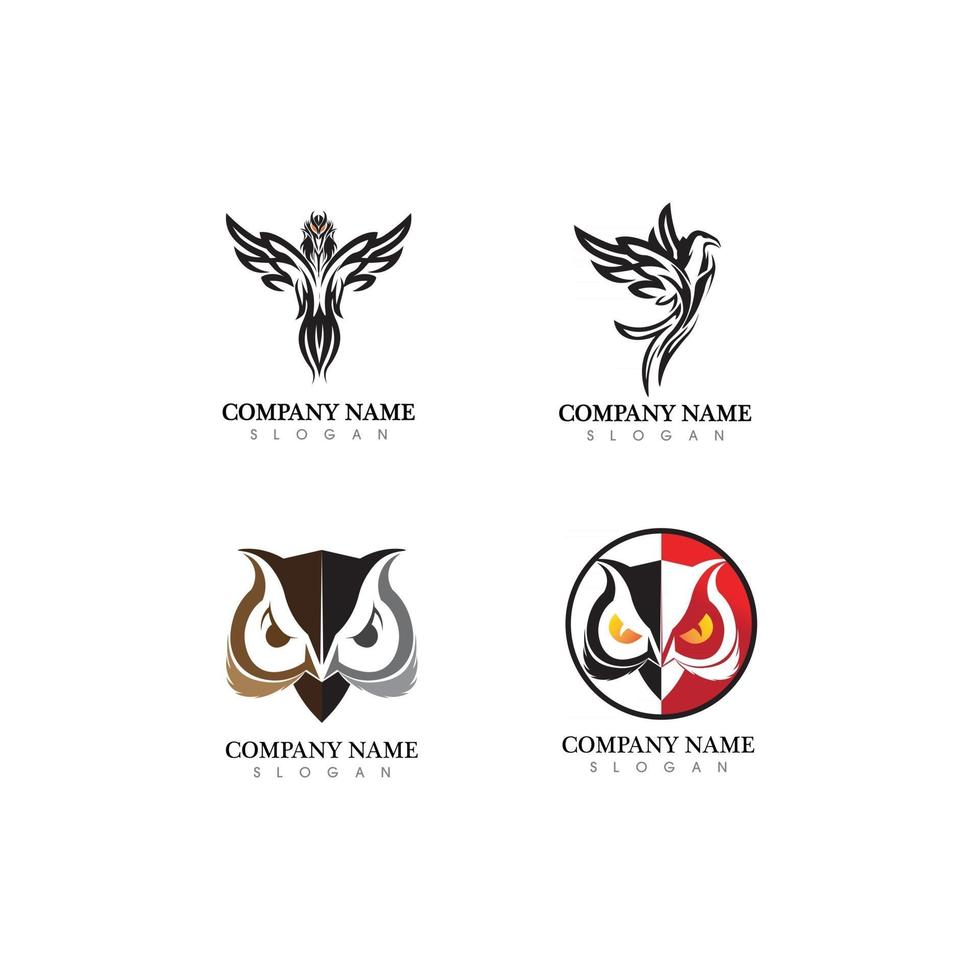 création de logo oiseaux et colombe et ailes d'animaux vectoriels vecteur