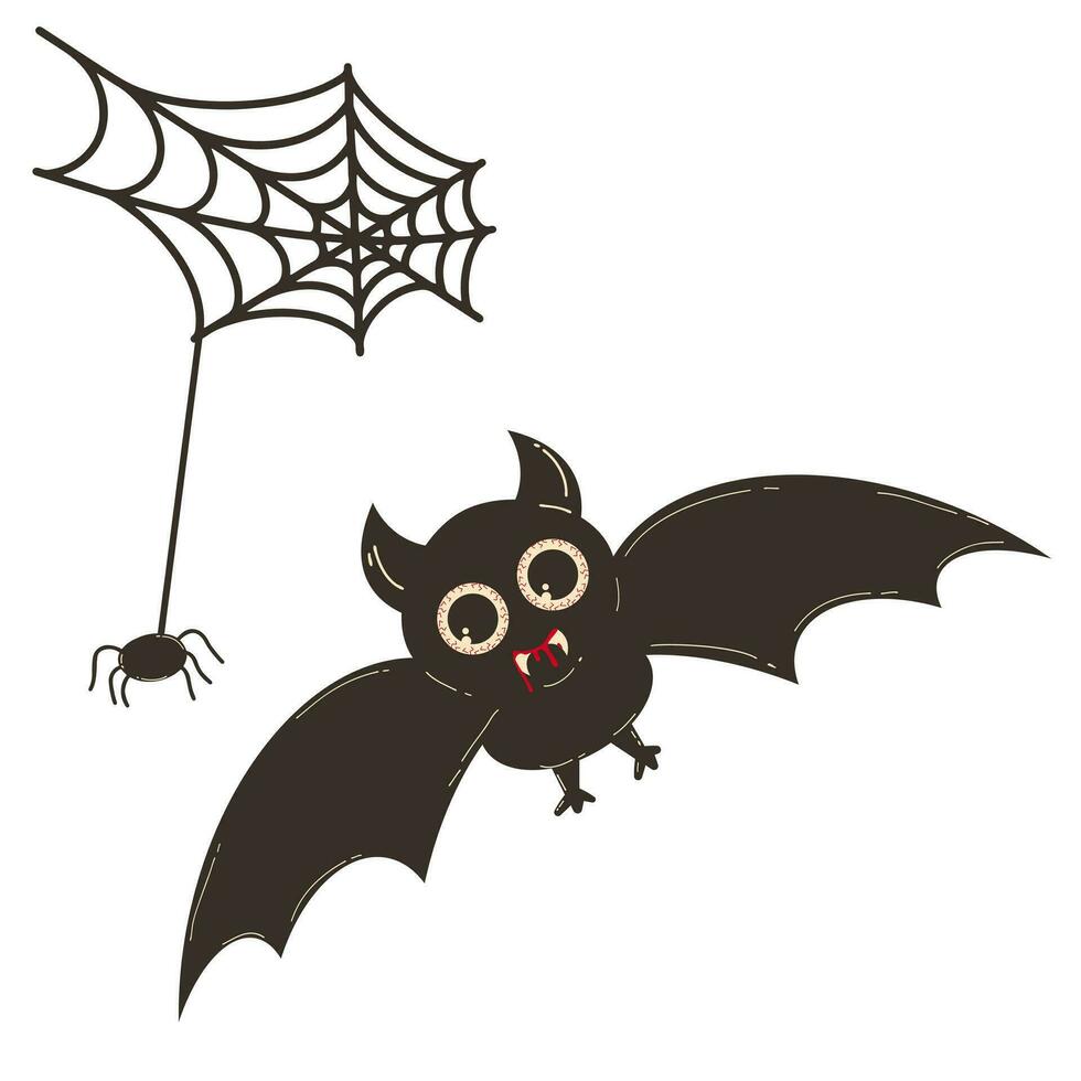 mignonne chauve souris pour Halloween. vecteur personnage illustration dans plat rétro dessin animé style. marrant chauve souris dans vol.