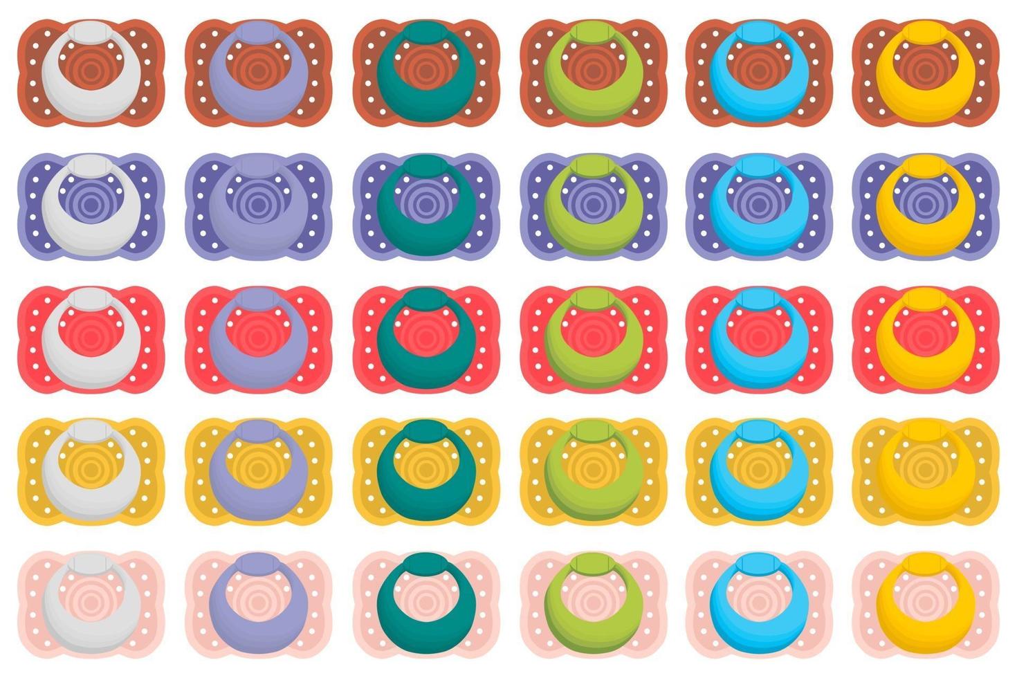 illustration sur le thème grand ensemble de sucettes de bébé colorées vecteur