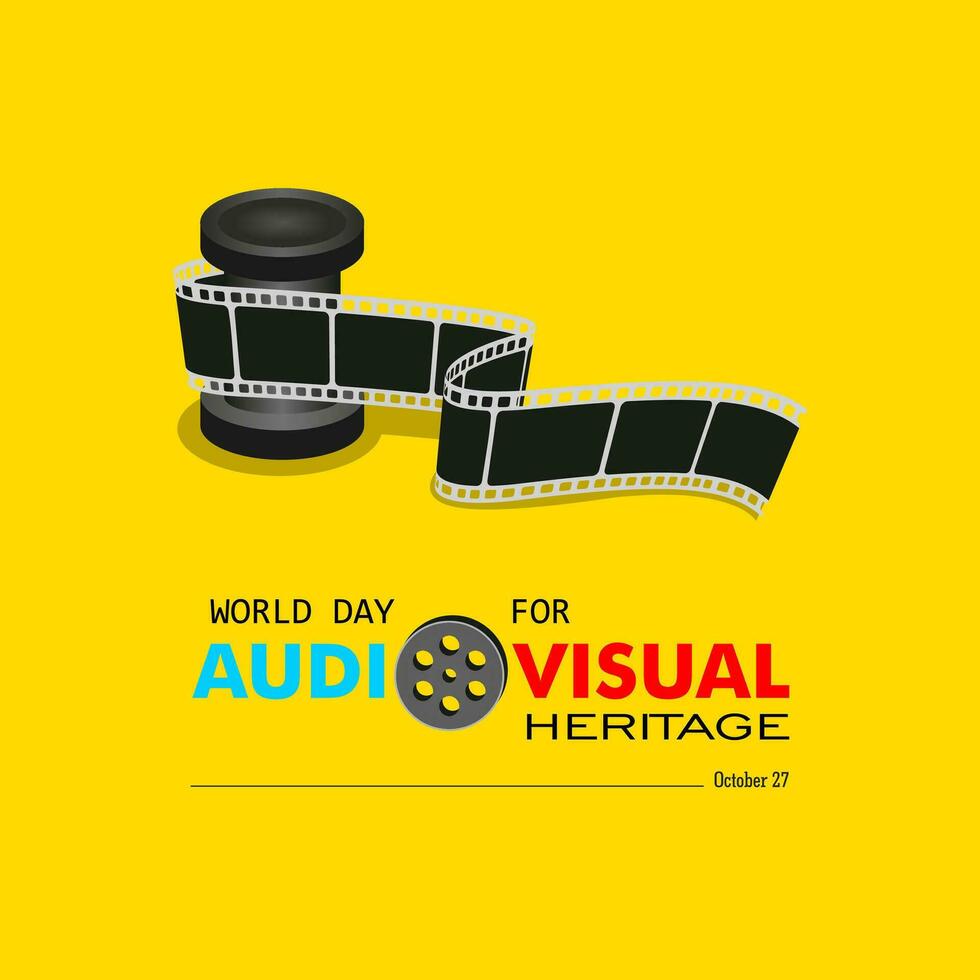 salutation carte sur le thème de monde audio-visuel patrimoine journée observé chaque année sur octobre 27 à travers le globe vecteur