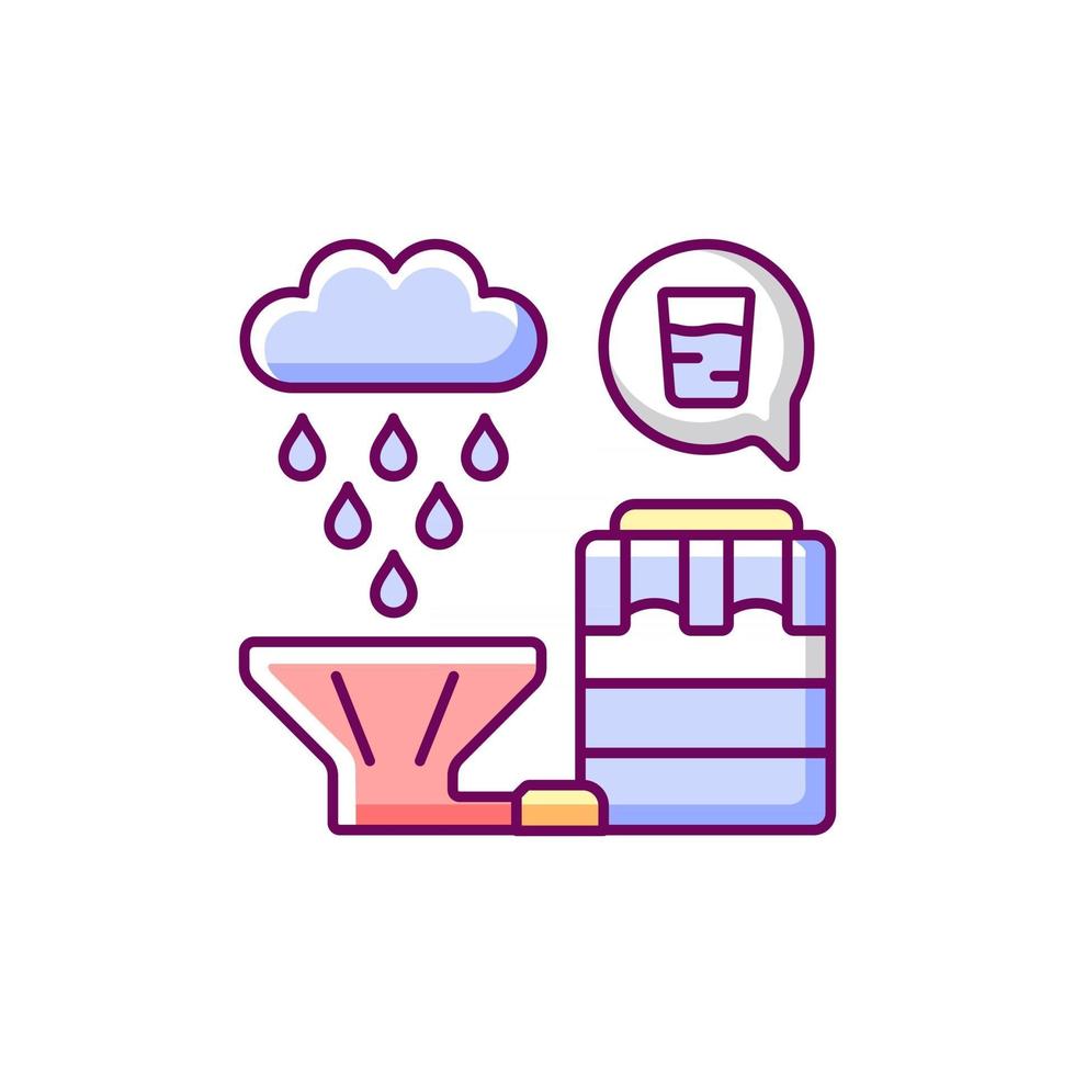 icône de couleur rvb de recyclage de l'eau de pluie vecteur