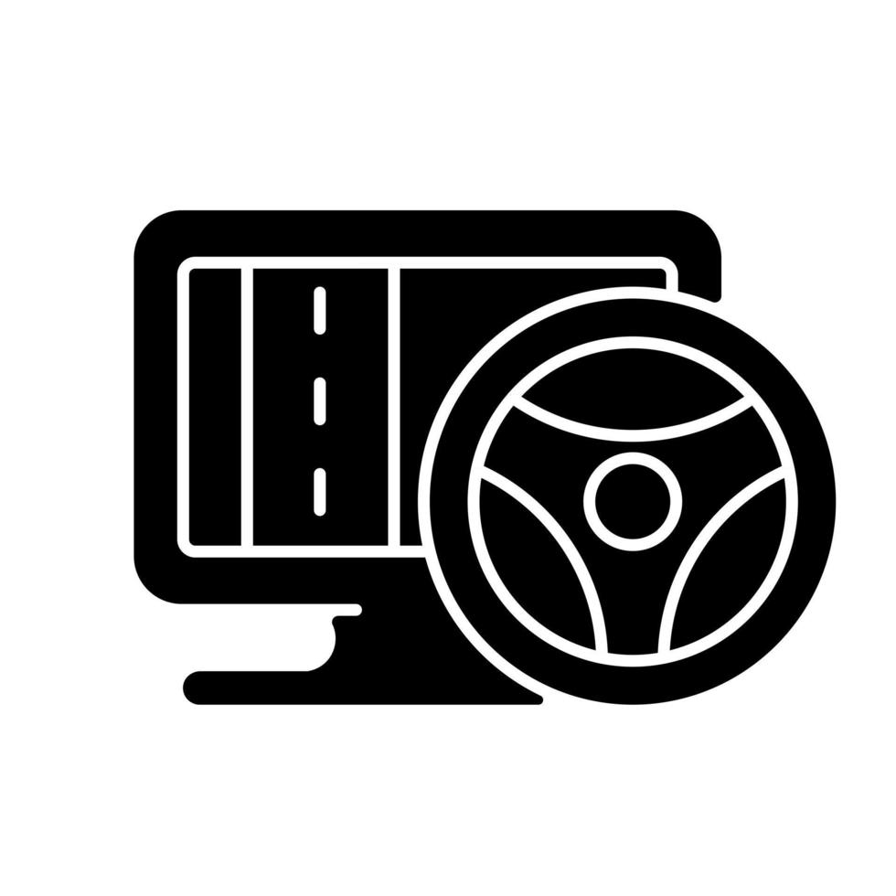 icône de glyphe noir de simulation de véhicule vecteur