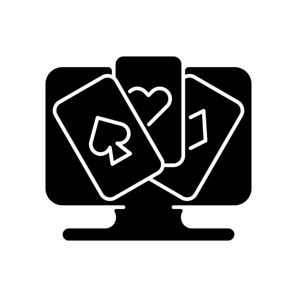 icône de glyphe noir de jeu de cartes vecteur