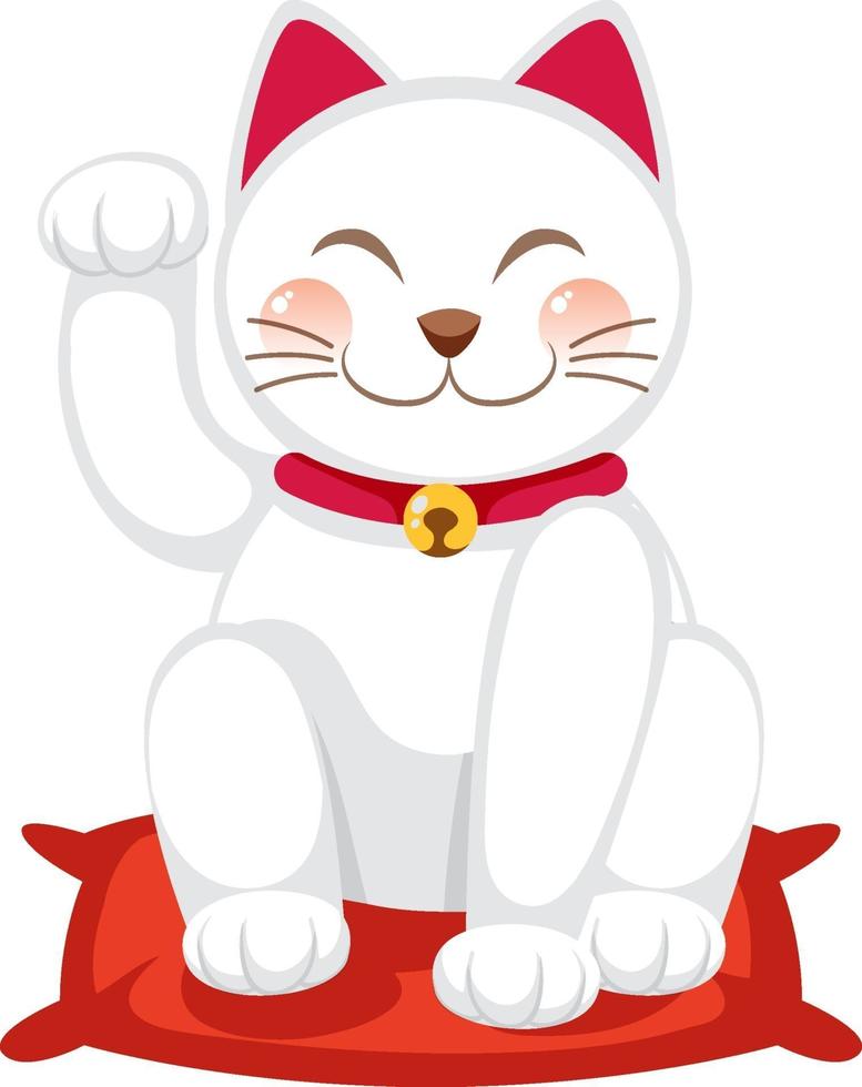chat porte-bonheur japonais maneki neko personnage de dessin animé isolé vecteur