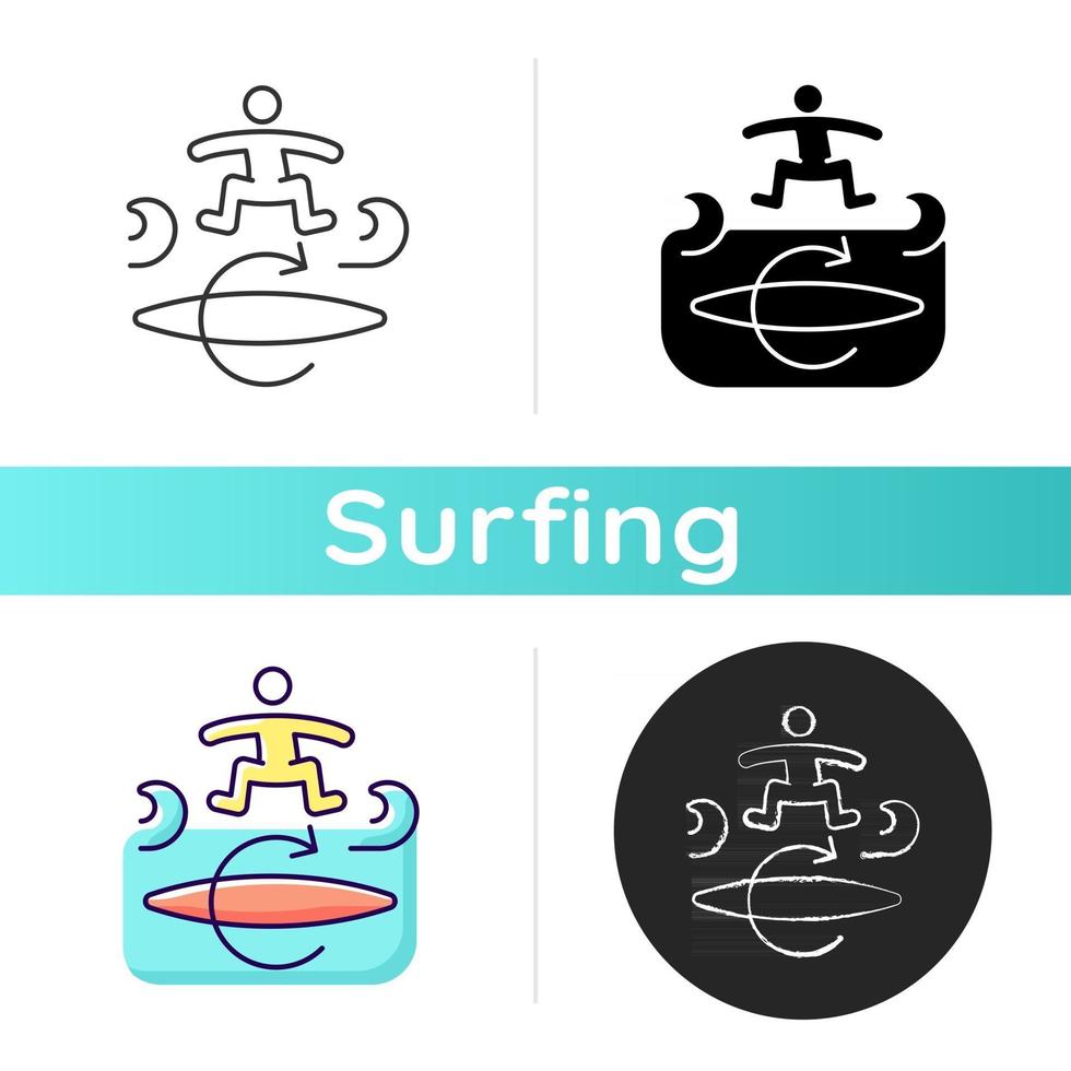 icône de technique de surf kickflip vecteur
