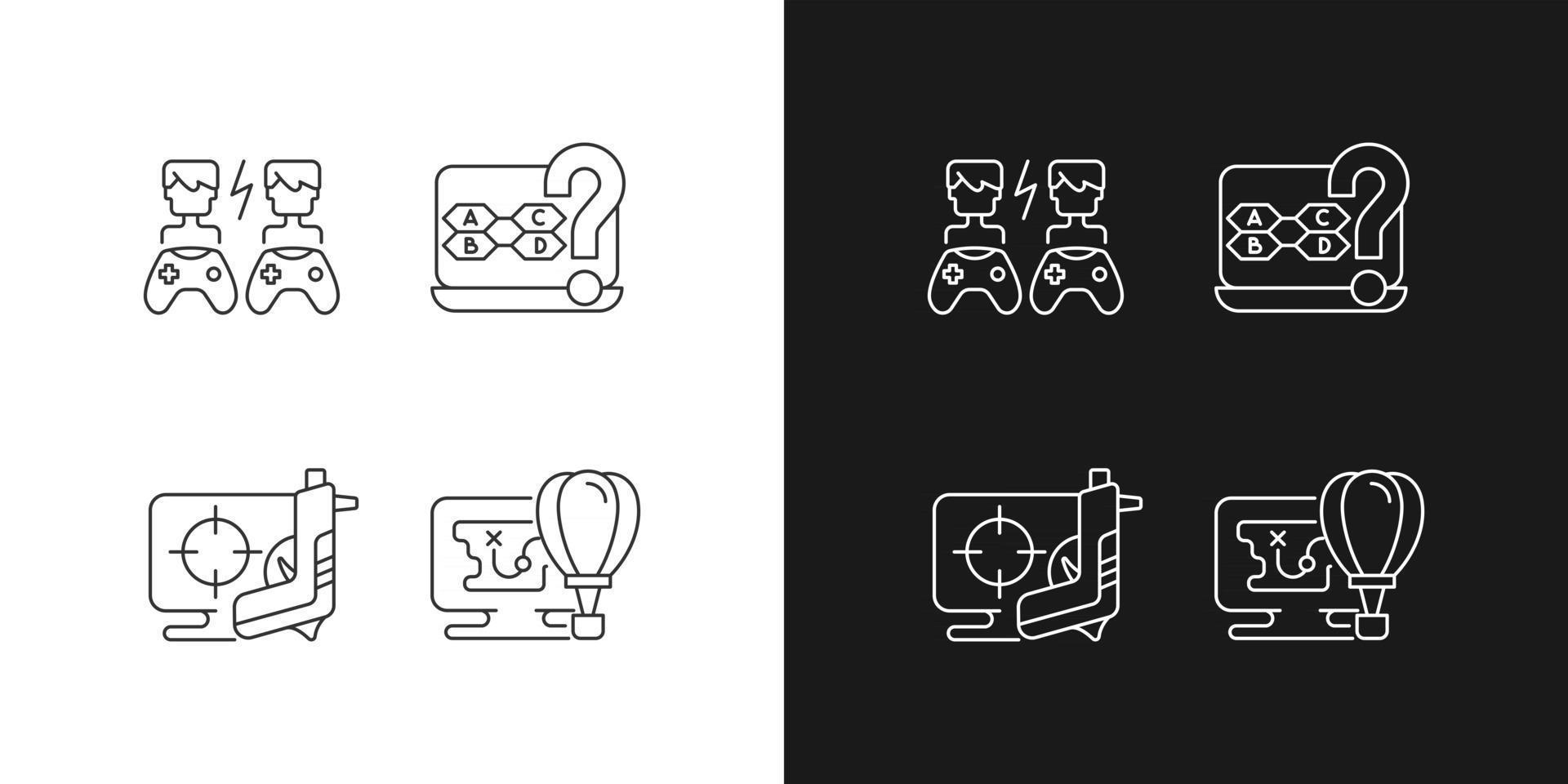 icônes linéaires de jeux coopératifs définies pour le mode sombre et clair vecteur