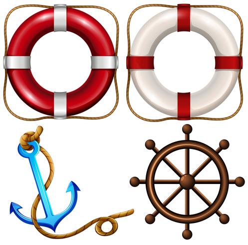 Symbole marin avec anneaux de sécurité et ancre vecteur